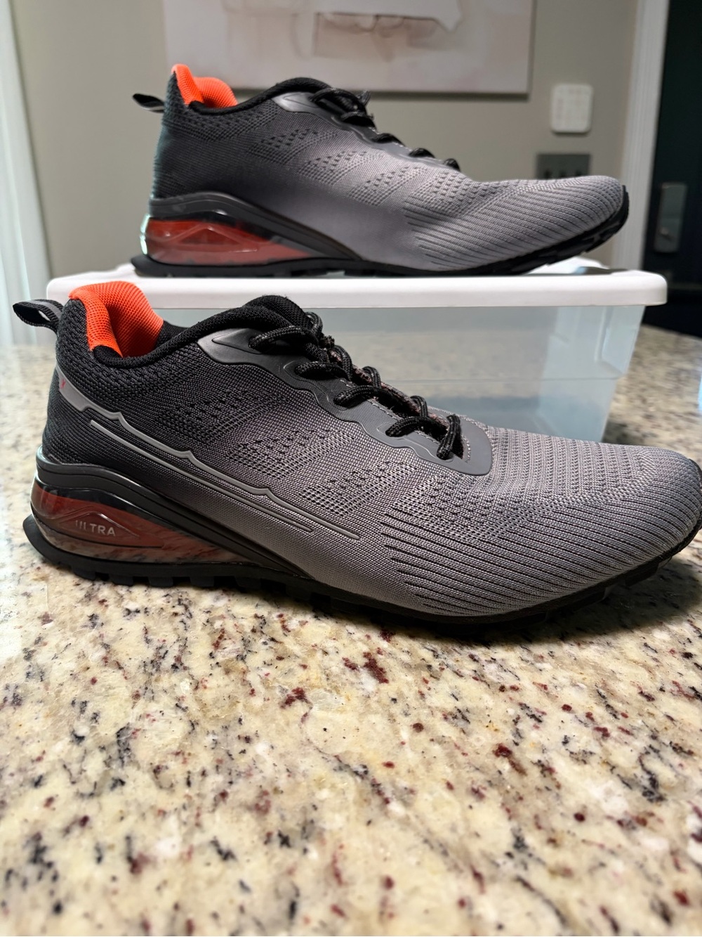 Men's Amazon Athletic Running Shoes - Gray with Orange Lining